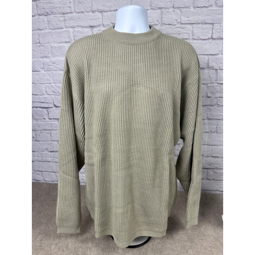 VTG Jordan Craig Collection Khaki Ribbed Crewneck Sweater‎ Mens XL 100% Acrylic